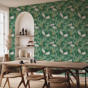 Vibrant Crane Botanical - Sea Green