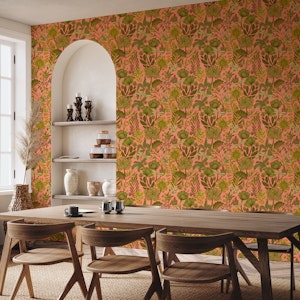 Tropical boho wildflowers pink green