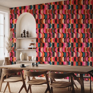 Mid Century Modern Shapes Vibrant Night WP