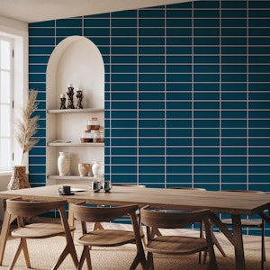 Horizontal Grid Pattern - Deep Blue and White