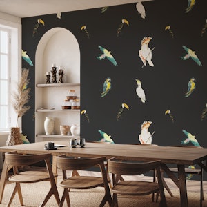 Tropical Birds in Watercolor Style