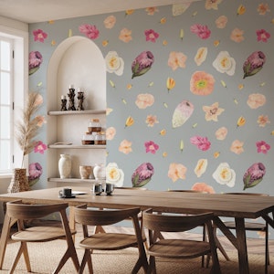 Soft Petals & Leaves – Tropical Pattern