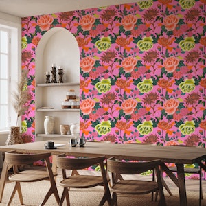 Hot Pink Floral Chinoiserie