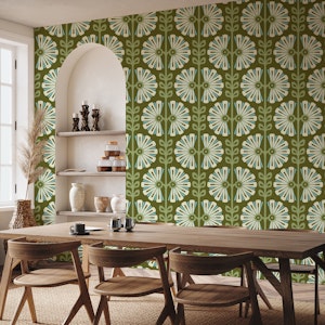 Vintage Bold Daisy Symphony in Green - L