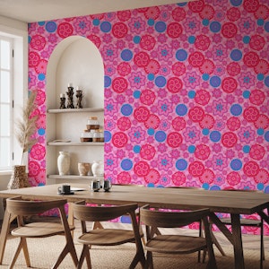 Kabuki Japanese Medallion Floral Cherry Red