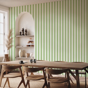 Vertical Stripes in Sage Green and Cream