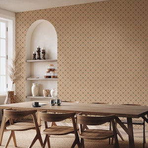 Retro brown Circles on Beige Linen