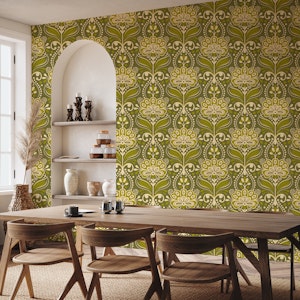 Ornamental vintage florals sage green