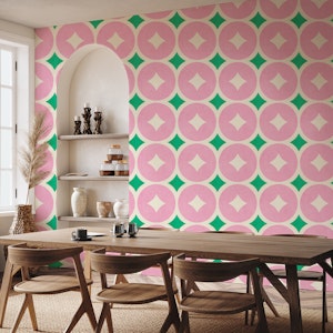 Retro Pink and Green Geometry Mid Century Mod