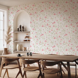 Cottagecore pink sage green floral