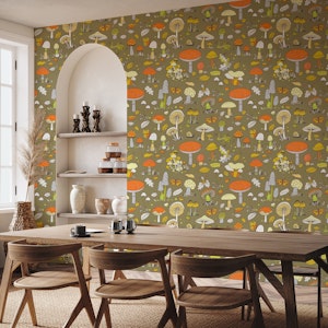 70s mushrooms - retro orange mustard Small