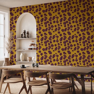 Boho Jewel Tone Botanical Plum Leaves Mustard