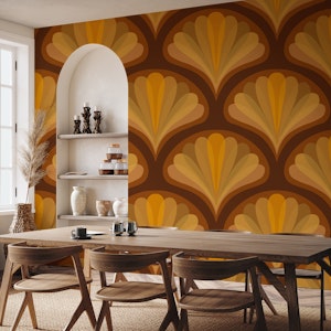 Midcentury Scallop Blossom Brown
