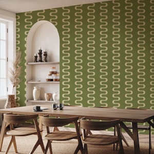 Simple modern wavy stripes - warm sage green