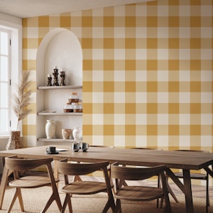 Golden Mustard Yellow Simple Gingham Plaid