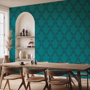 Vintage Lattice Palm Leaf - Teal