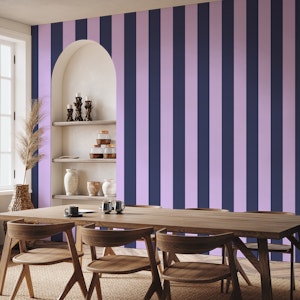 Lilac and navy blue awning stipe
