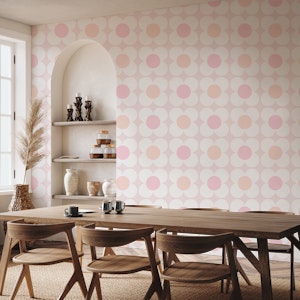 Pastel Scandi Flowers - Pink Orange on Gray