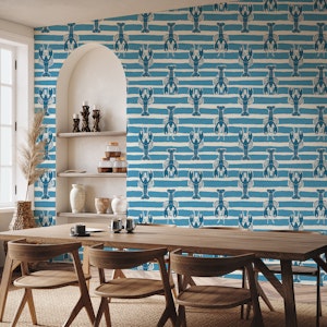 Coastal Lobster Stripe - Bold Ocean Blue
