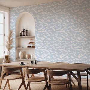graphic marks ocean waves - soft grey blue