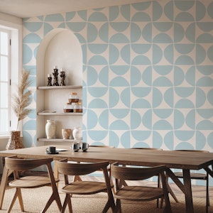 Retro Scandi Geometric Shapes - Soft Blue
