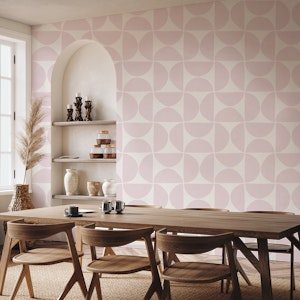 Retro Scandi Shapes Mod Geometric - Soft Pink