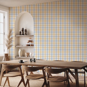 Rustic Plaid Soft Mustard and Powder Blue S