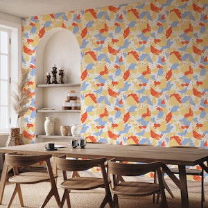 Playful Color Brushstrokes Red Blue Lemon