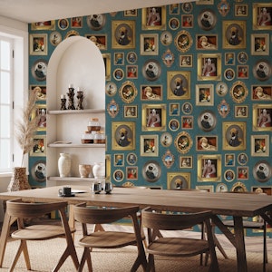 Dog Lovers Portrait Collection in teal blue