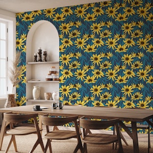 Yellow Rudbekia on navy