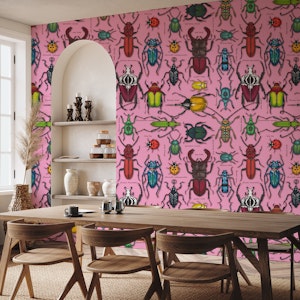 Beetles on pink