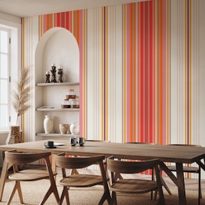70s striped wallpaper - Red