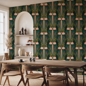 Pink Deco Swans - Pattern