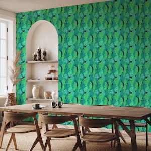 Green and blue palm leaves