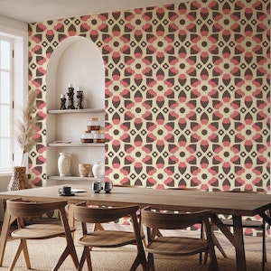 Retro floral pattern, pink / 3024 C