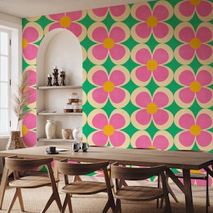 Groovy Geometric Floral Pink and Green