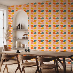 Mid-Century Leaves Pattern Blush
