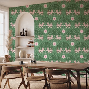 Tribal tiger - green and pink