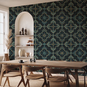Celestial boho tiles midnight gold