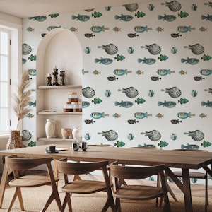 Acquario Fish pattern in stone white