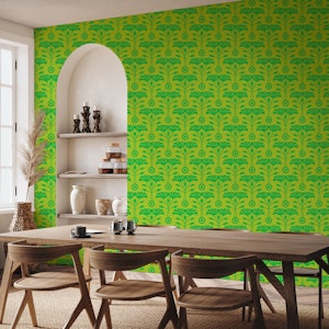 ART NOUVEAU Retro Mid-Century Floral - Lime