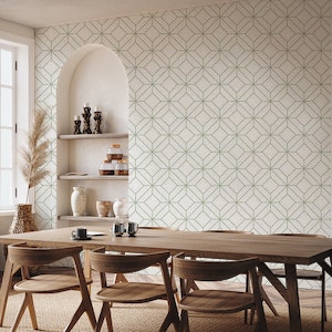 Victor Diamond Tiles - Sage Green on White