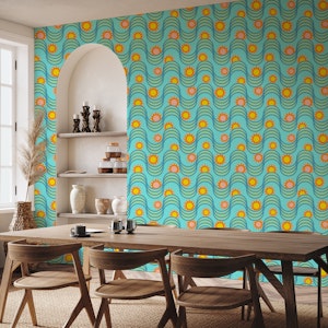 RISE AND SHINE Retro Rising Sun Waves - Blue