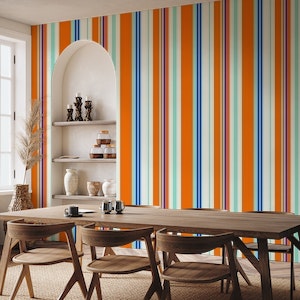 Nautical stripes orange-blue/ french bayadère