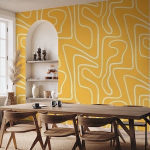 Modern Lines in Gold Sunny Yellow Handmade