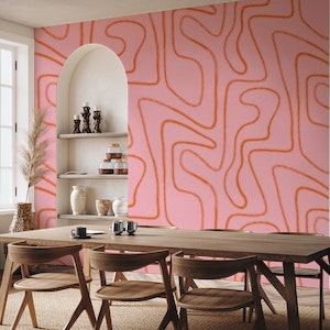 Abstract Modern Lines in Pink and Orange Geo