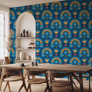 UNDER THE RAINBOW Retro Scandi Floral Blue