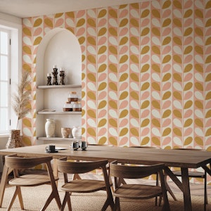 Abstract Midcentury Mod Leaves Blush Gold