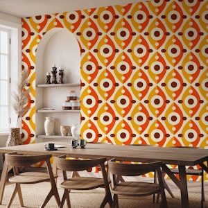Abstract retro pattern, orange yellow/ 3128B