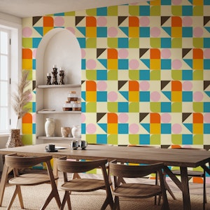 Bauhaus Cube Quilt Beige - Mid Century Modern